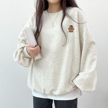 국내제작 간절기 기모 사이즈 곰돌이자수맨투맨