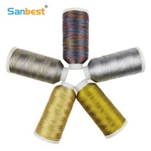 Sanbest6 가닥 금속 직조 스레드 반짝이는 효과 주얼리 DIY 공예 팔찌 스트링 스티치 원사 핑크87, 118_6 가닥