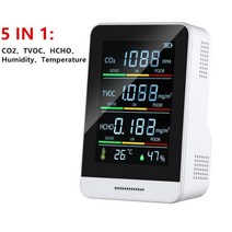 5-In-1 공기 품질 모니터 가정용 대기 질 감지기 오염 테스터 CO/CO2/HCHO/AQI/TVOC 일산화탄소 센서 CO2 미터, 5-In-1 2