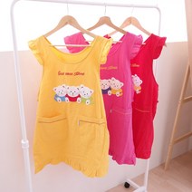 데코나인 고양이3마리앞치마 원피스 어린이집앞치마 캐릭터, 고양이3마리앞치마-레드, 1개