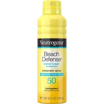 Neutrogena 비치 디펜스 선크림 스프레이 SPF 50 속건성 방수 자외선 차단 옥시벤존 프 184g 1개, 5개