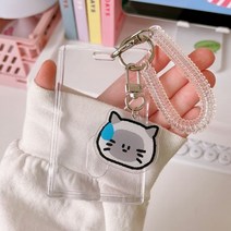 포카홀더 바인더 키링 큐티 투명 포토카드홀더 액자 3 인치 사진 케이스기 버스카드 카드 문구, cat