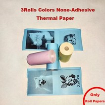 포토 프린터 미니 포켓 휴대용 잉크 없음 열 57mm 스티커 트랜스 페이퍼 무선 BT 200dpi 안드로이드 IOS 인쇄기, 3Rolls 색상s Paper+3Rolls 색상s Pa