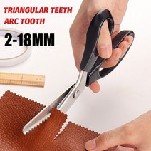원단재단기 고무 시트지 종이 천 핸드 커터 커팅기 스테인레스 스틸 핑킹 가위 바느질, 18mm 아크 이빨