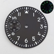 37mm 무균 블랙 화이트 블루 그린 시계 다이얼 녹색 빛나는 적합 eta 6497 바다 갈매기 st36 운동 부품