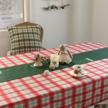 원하시는대로 연출 해보세요~ 맞춤제작 가능한 크리스마스 기모체크 테이블보 식탁보 테이블 식탁 커버, 그린러너/(6인27x220)
