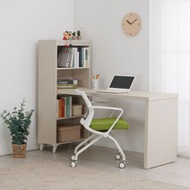 바이올렛퍼니쳐 1인용 컴퓨터 ㄱ자 책상 책꽂이 세트 C-SET 1600, 아이보리
