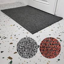 업소용 베란다 바닥 고무 투톤 코일 매트 인테리어 롤 현관 발 카페트, 120cm x 150cm, 블랙&그레이
