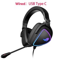로그알리 ASUS ROG 델타 S 게이밍 헤드폰 마이크 포함 노이즈 캔슬링 스테레오 사운드 이어폰 전화 PC 플레이스테이션 닌텐도 스위치용, 2.wired