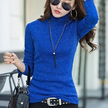 쇼션 여성 겨울 긴티 긴팔 옷 목폴라 티 벨벳 터틀넥 폴라티 여자 의류 긴목티