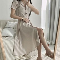 버튼 반팔 린넨 마 단추 에코 여름 원피스