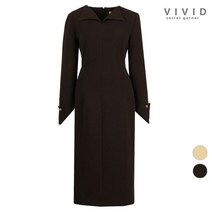 비비드시크릿가너 VIVID 여성 컷팅소매 빅카라 겨울 스판 원피스