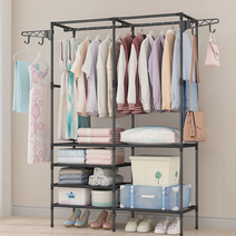 튼튼한 수도관 행거 일자 행가 긴옷 롱패딩 옷걸이, 빅 블랙