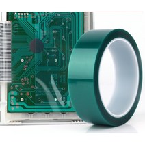 PET 녹색 고온 방지 테이프 절연 PCB 회로 기판 전기 도금 스프레이 플라스틱 베이킹 페인트 스프레이 마스킹 반투명 산 알칼리 방지 자체 접착 단면 고점도 실리콘 보호 필름, 폭 50MM x 길이 33미터