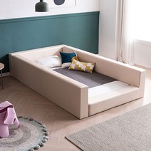 [삼익가구]데니 가드형 가죽 침대(매트제외-슈퍼싱글), 아이보리