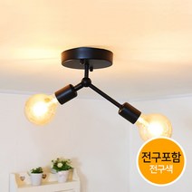 조명프라자 카빌 2등 직부등, 블랙+전구포함(LED볼구-노란빛)