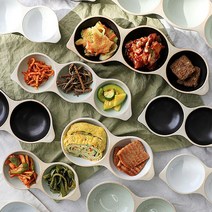 맛있는유혹 가연 도자기 나눔접시 반찬 접시 콩깍지, 3칸 소-옥색, 1개