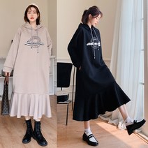 엠앤지 겨울 여성 오버핏 후드 롱원피스 뽀글이안감 기모 따뜻한후드 빅사이즈 캐쥬얼