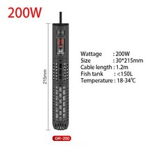 220V-240V 수족관 잠수형 히터 물고기 탱크 LCD 디스플레이 디지털 조정 가능한 물 가열 막대 일정한 온도, 03 200W_02 UK plug