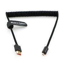 Atomos Ninja V용 편조 코일 케이블 8K 2. 마이크로 HMI to Canon-R5C R5 R6 용 4K-60P 레코드 48Gbps, 02 Black