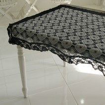 리븐 레이스 다용도커버 매트, 블랙, 120 x 90 cm