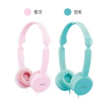 C타입 전용 어학용 접이식 어린이 헤드셋 청력보호 휴대용 파우치제공 스마트폰 태블릿 패드 맥북 연결 음악감상 통화, 민트