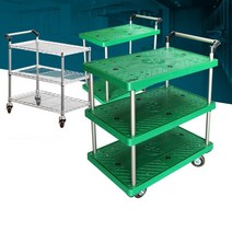 2/3단 저소음바퀴 공장 녹색 운반카트 급식카트 작업용 병원배식 실험실, 1개, P대차2단 중(750x450x800mm)