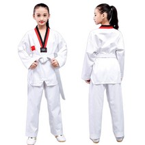 태권도복 주짓수 도복 긴소매 Gi 유니폼 TKD 의상 흰색 태권도 가라테 유도 학생 성인