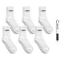 아디다스 CREW 고급 면 화이트 양말 6켤레