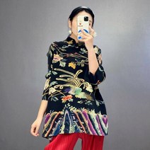 트리플 셔링 셔츠 플리츠 양기 프린트 오버사이즈 슬림