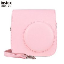 후지필름 인스탁스 미니 7 + 즉석 카메라용 카메라 케이스 PU 가죽 운반 가방 단단한 PVC 투명 보호대 어깨 스트랩 포함, 01 Pink