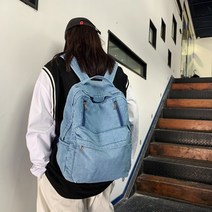 DFMEI 홈 새로운 Schoolbag 여성 하라주쿠 스타일 레트로 데님 블루 대용량 배낭