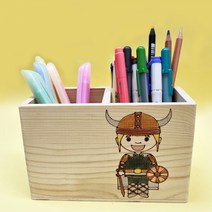 DIY 원목 사각형 캐릭터 나무연필꽂이 만들기/2칸/펜꽂이/연필통-노르웨이, 노르웨이