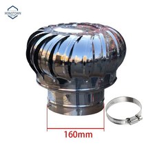 정화조 환풍기 옥상 무동력 환기팬 지붕, 160mm【201 소재 두껍게】완제품 커터링