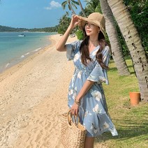 스카이 플라워 비치 원피스 OP17369F