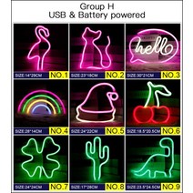 네온사인 룸인테리어LED 네온 불빛 많은 모양 야간 조명 로그인 램프 USB 더블 전원 실내 크리스마스 웨딩, 08 H_04 4