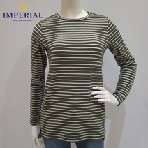 임페리얼 골프웨어 여성 이월 스트라이프 라운드 긴팔 티셔츠 (카키)