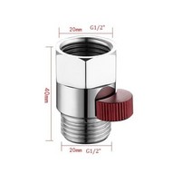 욕실 샤워 G1/2 인치 황동 접합 물 흐름 제어 밸브 스트레이트 스루 차단 앵글 핸드 퀵 스위치, 02 red chrome