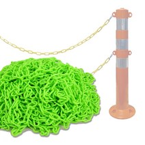 50M 플라스틱 체인 사슬 6mm 8mm 가드라인 안전 차단 통제줄 형광 투톤, 황색 6mm