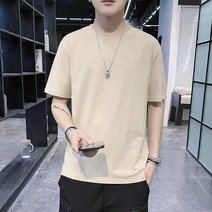 남성티셔츠반팔 트렌드 순면 코튼 5부 상의 미드 와이드 루즈핏 여름옷 303570740