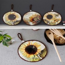 해바라기 원형 냄비받침 - 3type 도자기 감성있는 선물, 나비 해바라기