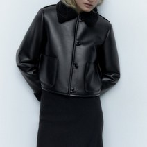 [KYO컴퍼니] ZARA 여성 가죽 자켓 에코가죽 PU 포켓 페이스트 점퍼