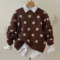 키메라제이 도트 땡땡이 루즈 오버핏 라운드 니트 4color