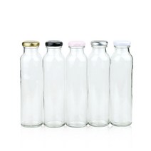 [가인글로벌] 일자음료300ml 유리병 40개 주스병 밀크티병 우유병 더치병, 핑크 38파이 철캡