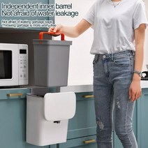 탈착식 라이너 벽걸이 쓰레기통 손잡이가 달린 바구니 가정용 주방 음식물 퇴비통 9L, 01 Grey