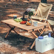 [CAMP TIME] 캠프타임 감성캠핑 너도밤나무 접이식 우드 롤테이블 + 투명매트증정