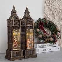 크리스마스장식 빅벤 워터볼 스노우볼 뮤직박스 음악 무드등 교회장식 성당 인테리어소품, 산타