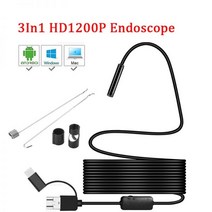 산업용내시경 누수탐지 HD 2MP 8 LED 8mm Len 1M 5M 안드로이드 USB 내시경 IP67 방수 검사 튜브 카메라 OTG 전화 720P, Hard Cable, 2m