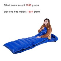 추운 날씨에 적합한 큰 스타일 흰색 구스 다운 부드러운 성인 침낭, 1800g 블루