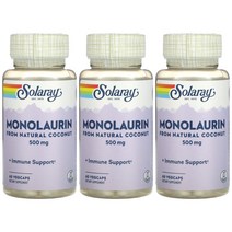Solaray 솔라레이 모노라우린 라우르산 500mg, 60정, 3통
